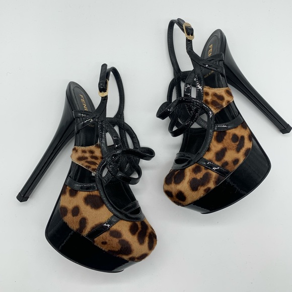 Fendi Animal Print Calf Hair Sky High Stiletto‎ Sandals Women Size 35.5 main image 6